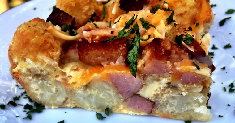 Smoked Sausage and Tater Tot Breakfast Casserole