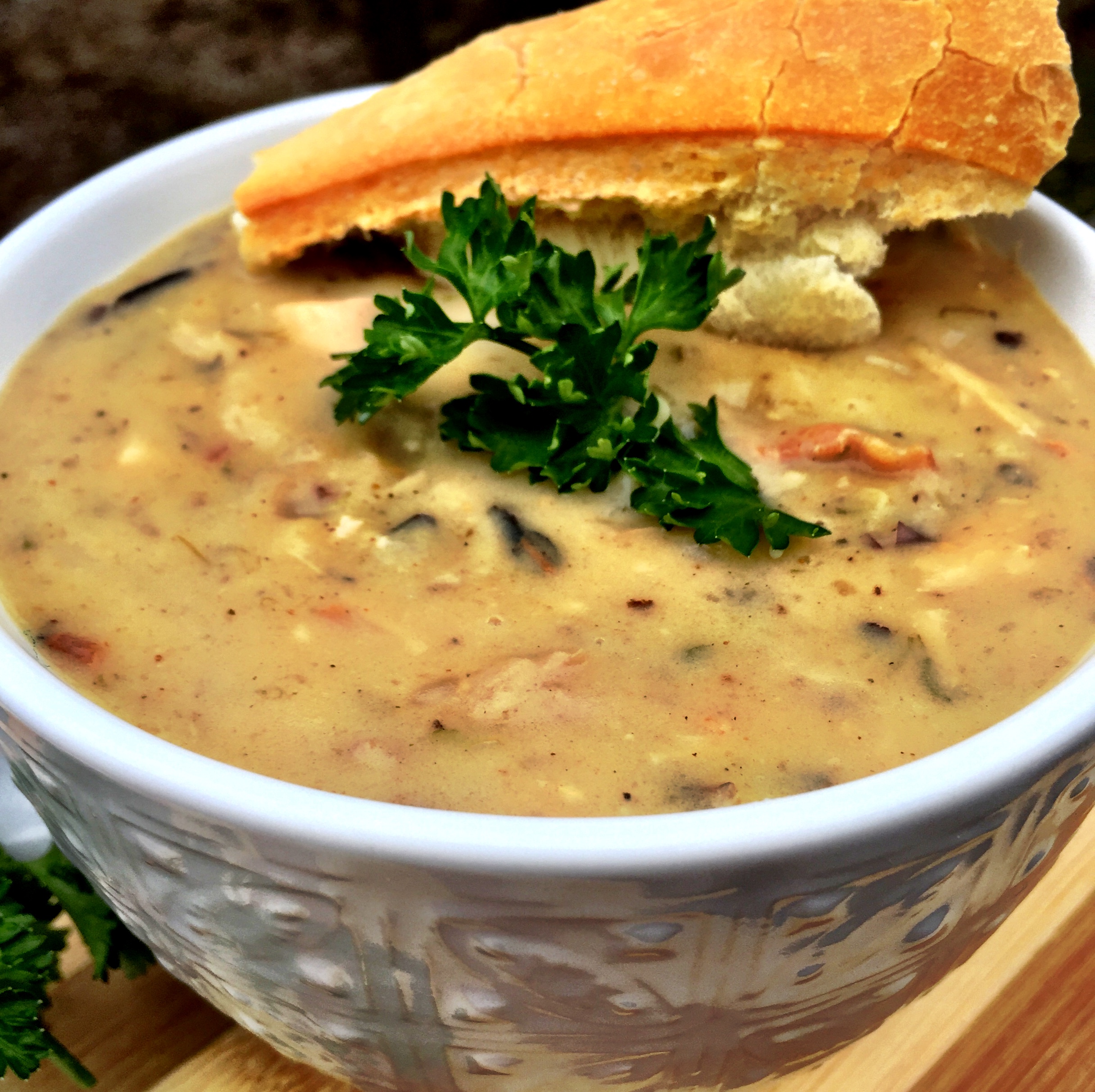 Turkey and Wild Rice Soup with Bacon