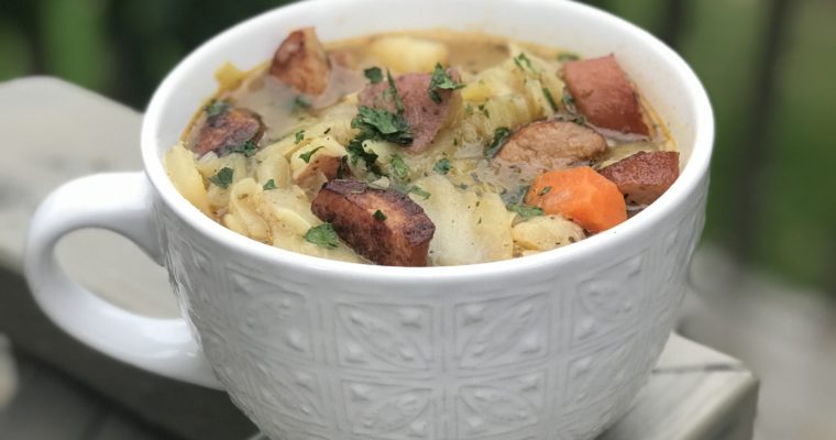 Smoked Sausage, Cabbage and Potato Soup