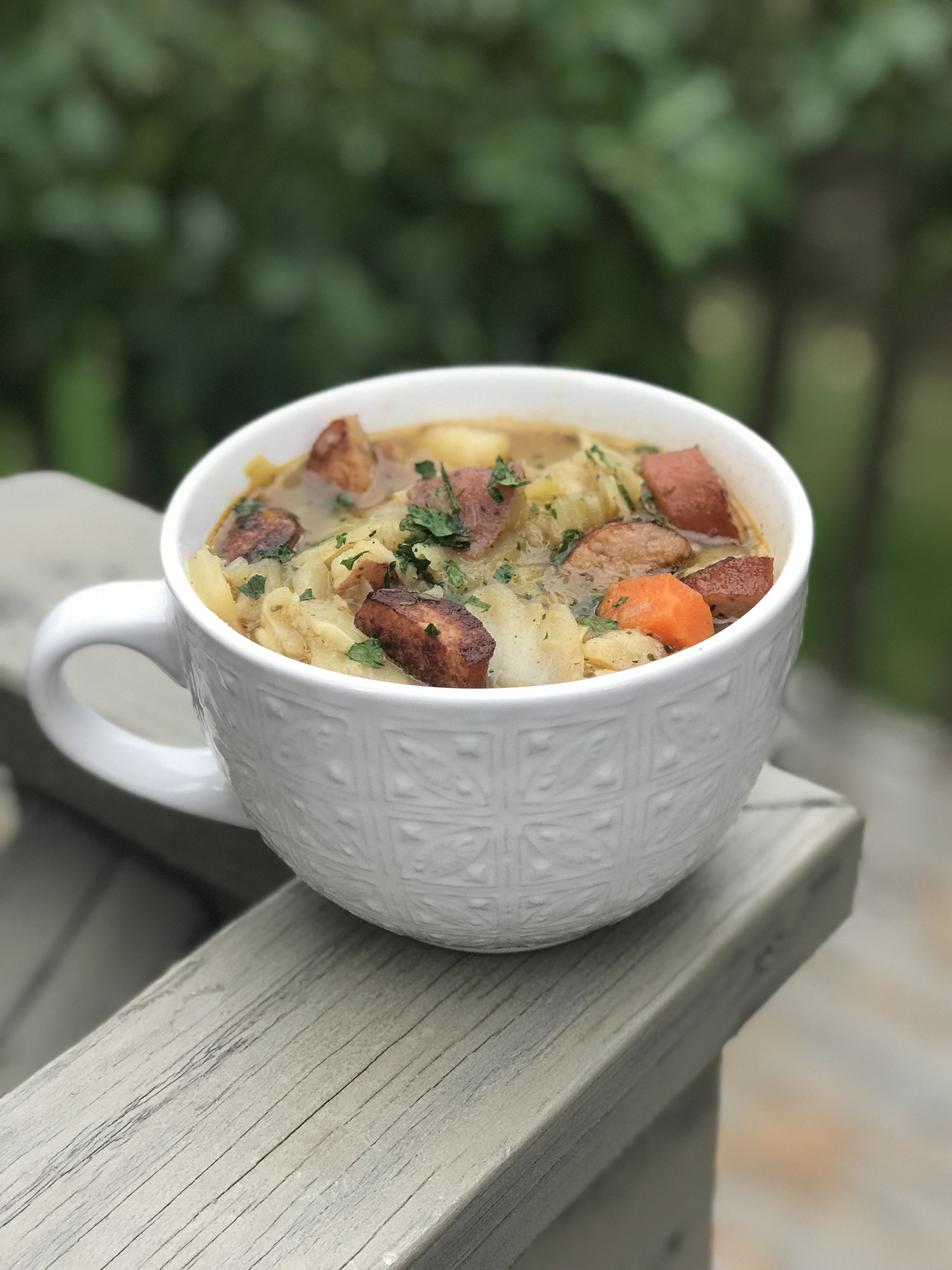 Smoked Sausage, Cabbage and Potato Soup