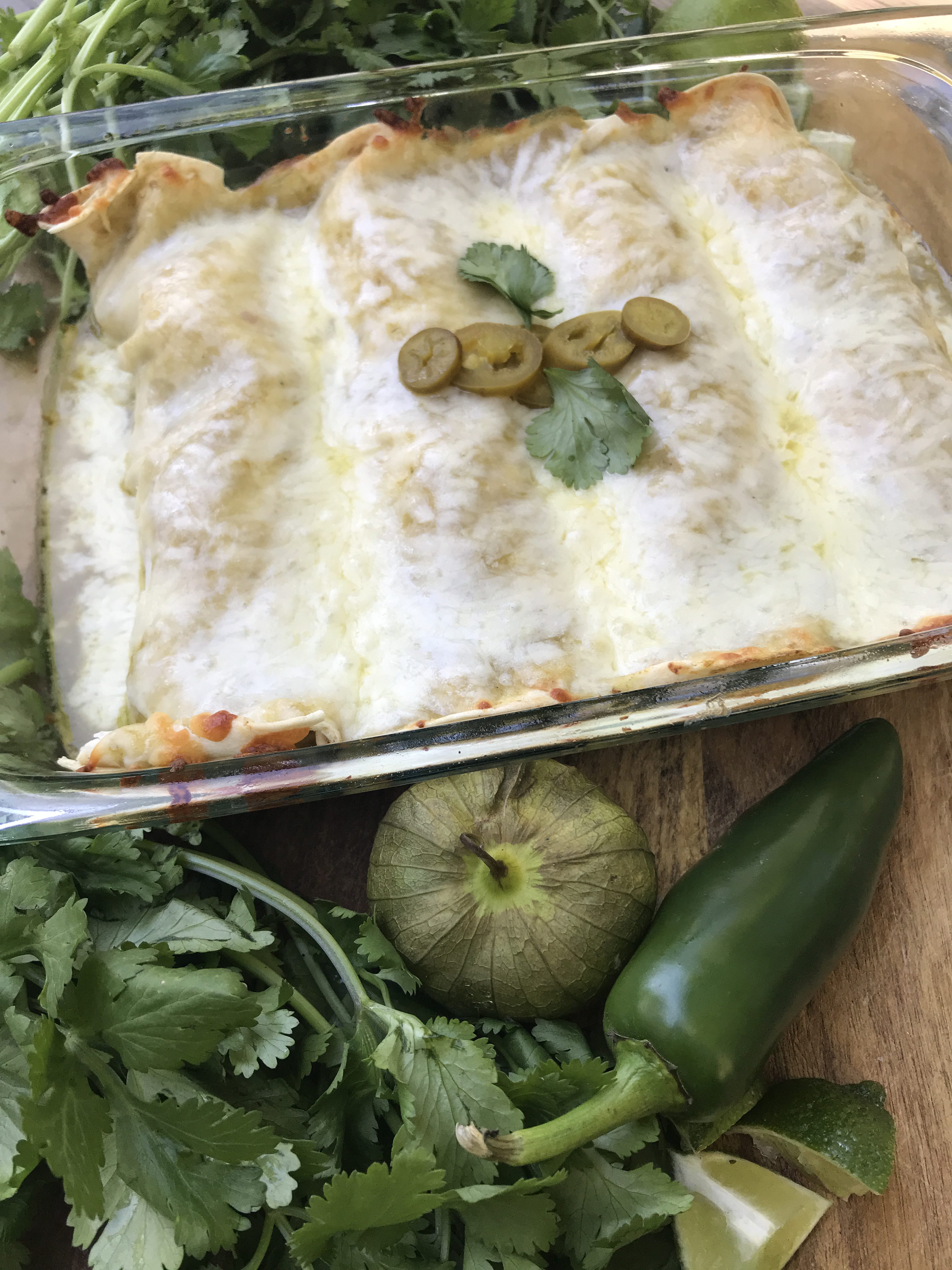 Green Chile Rotisserie Chicken Enchiladas