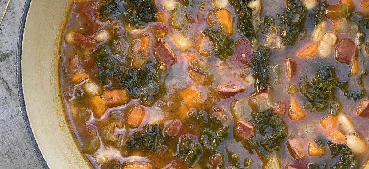 White Bean and Kale Soup with Smoked Sausage