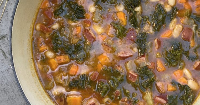 White Bean and Kale Soup with Smoked Sausage