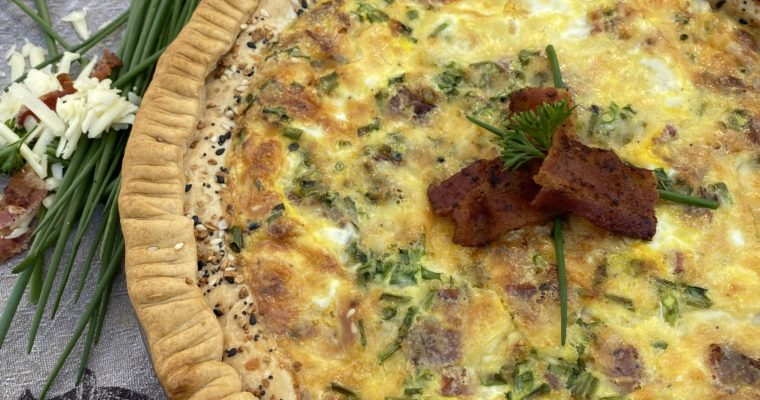 Bacon and cheese “Everything” quiche